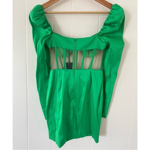 NBD Talulla Bustier Mesh Mini Dress in Kelly Green Size Small NWT - Picture 4 of 7